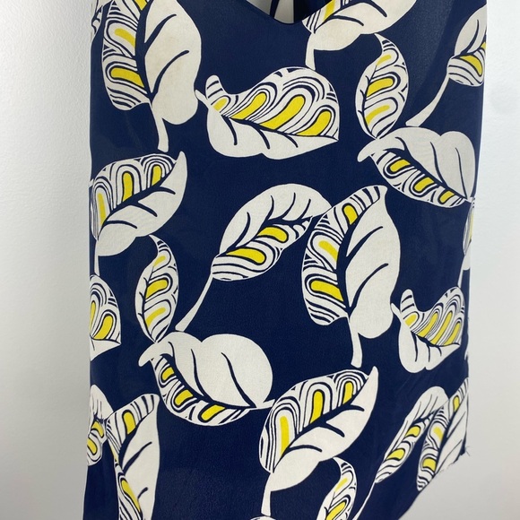J Crew Carrie 100% silk cami top strappy tank tropical leaf print navy blue 4 - Picture 9 of 12